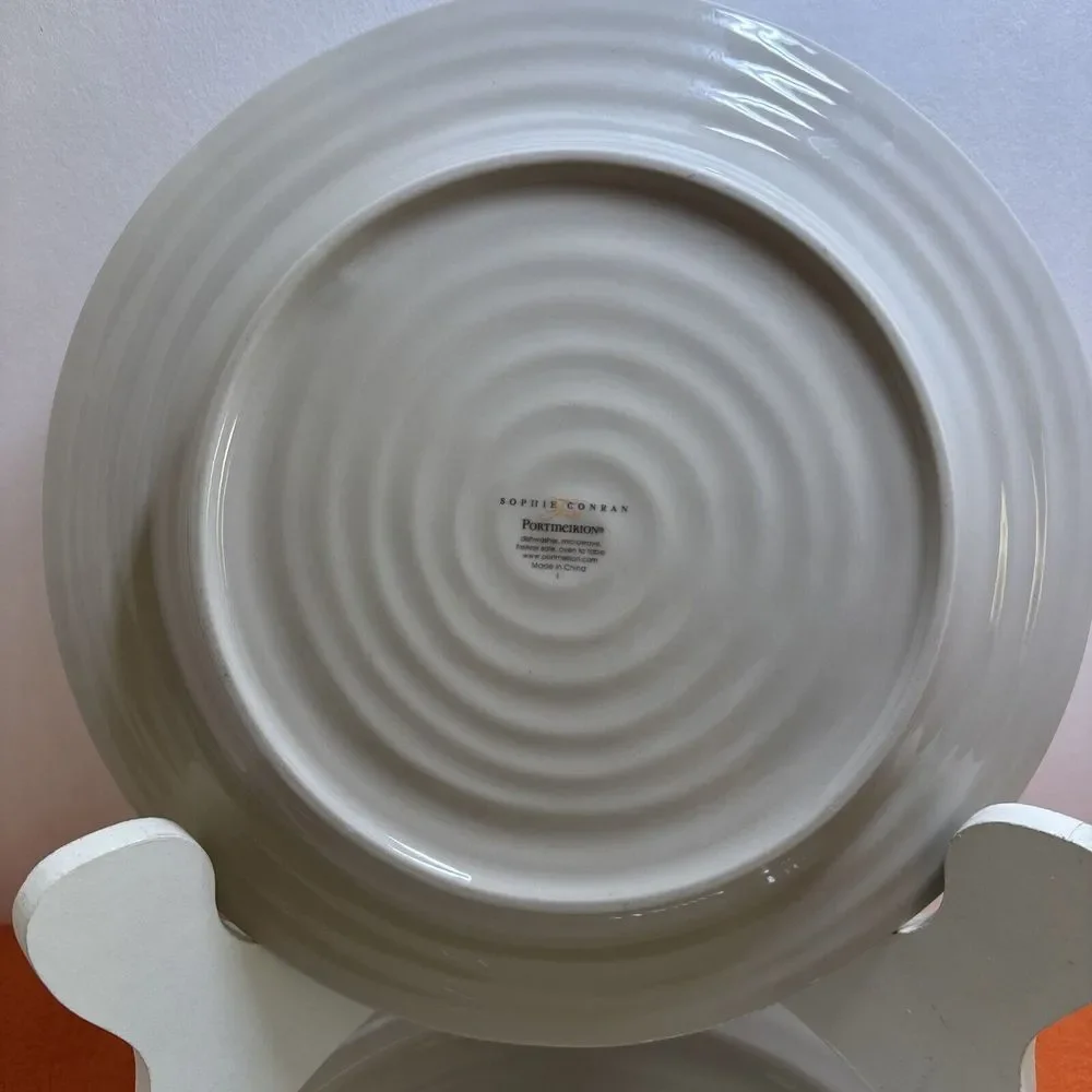 4 Sophie Conran Portmeirion Biscuit Beige Salad Plates Set Of 4 Swirl Design - Picture 3 of 9